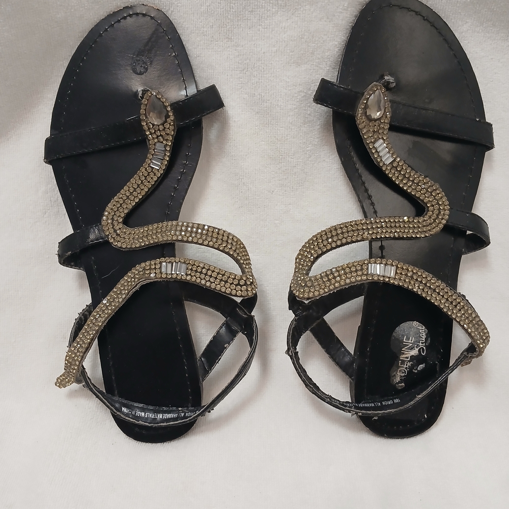 Madeline Stuart Snake Rhinestone‎ Embellished Sandals Sz 10 Bling Crafts DIY
